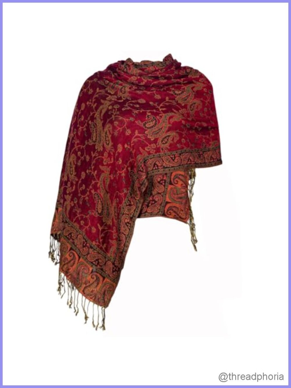 Pashmina Feel Reversible Paisley Shawl Wrap Scarf Hijab Viscose Acrylic
